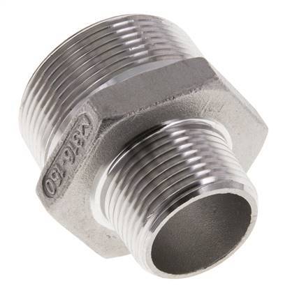 1'' NPT x 1 1/2'' NPT RVS Borstnippel 16 Bar