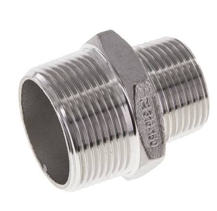 1'' NPT x 1 1/4'' NPT RVS Borstnippel 16 Bar