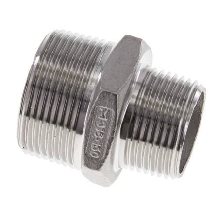 1'' NPT x 1 1/4'' NPT RVS Borstnippel 16 Bar