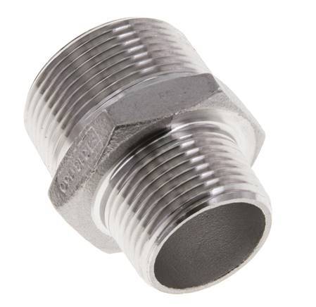 1'' NPT x 1 1/4'' NPT RVS Borstnippel 16 Bar