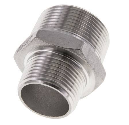 1'' NPT x 1 1/4'' NPT RVS Borstnippel 16 Bar