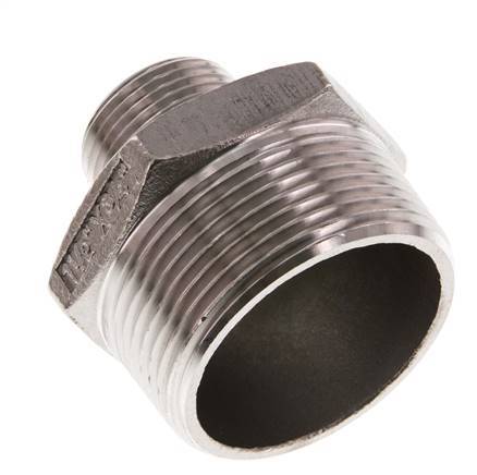 R 1 1/2'' x R 3/4'' RVS Borstnippel 16 Bar