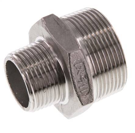 R 1 1/2'' x R 1'' RVS Borstnippel 16 Bar