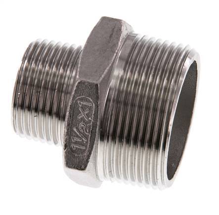 R 1 1/2'' x R 1'' RVS Borstnippel 16 Bar