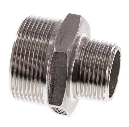 R 1 1/2'' x R 1'' RVS Borstnippel 16 Bar