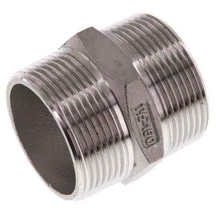 R 1 1/2'' RVS Borstnippel 16 Bar