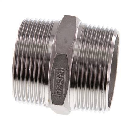 R 1 1/2'' RVS Borstnippel 16 Bar