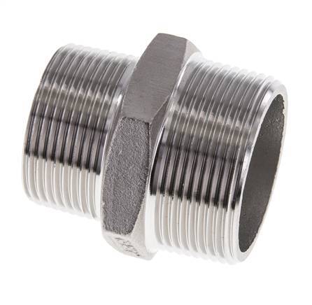1 1/4'' NPT x 1 1/2'' NPT RVS Borstnippel 16 Bar