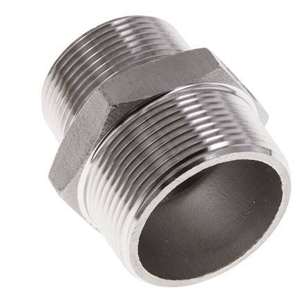 1 1/4'' NPT x 1 1/2'' NPT RVS Borstnippel 16 Bar