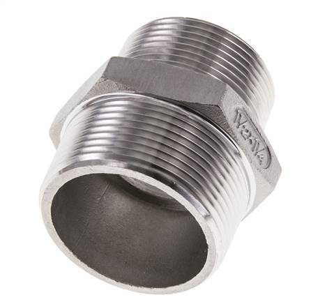 1 1/4'' NPT x 1 1/2'' NPT RVS Borstnippel 16 Bar