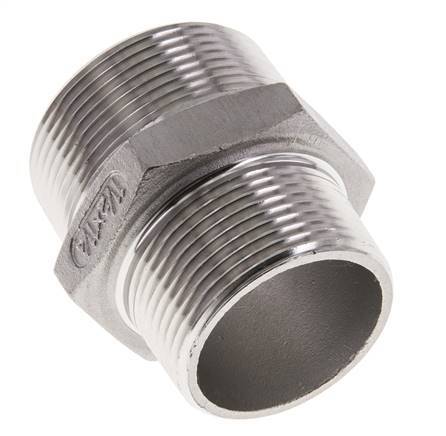 1 1/4'' NPT x 1 1/2'' NPT RVS Borstnippel 16 Bar