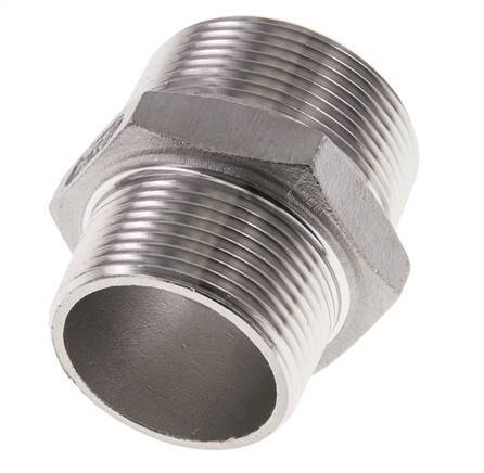 1 1/4'' NPT x 1 1/2'' NPT RVS Borstnippel 16 Bar