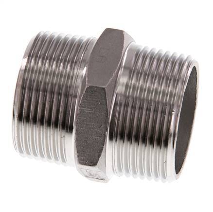 R 1 1/4'' RVS Borstnippel 16 Bar