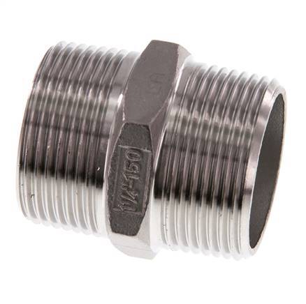 R 1 1/4'' RVS Borstnippel 16 Bar