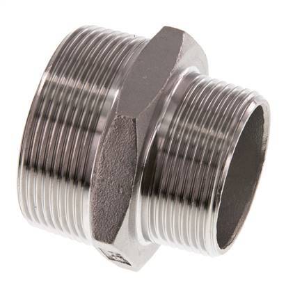 R 2'' x R 1 1/2'' RVS Borstnippel 16 Bar