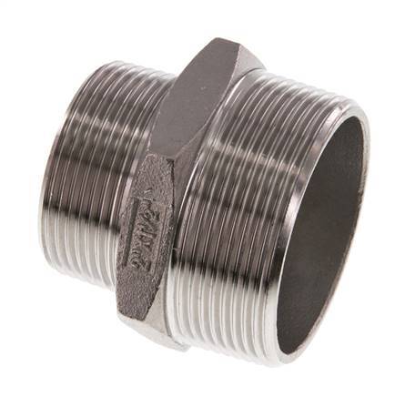 R 2'' x R 1 1/2'' RVS Borstnippel 16 Bar