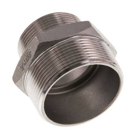 R 2'' x R 1 1/2'' RVS Borstnippel 16 Bar