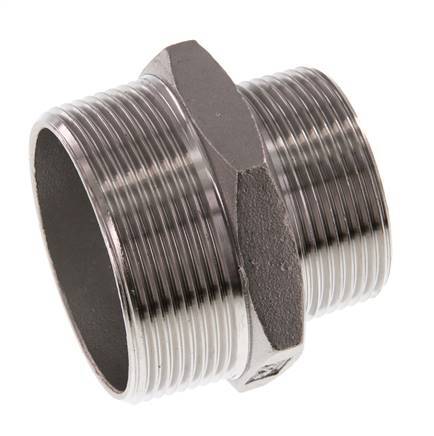 R 2'' x R 1 1/2'' RVS Borstnippel 16 Bar