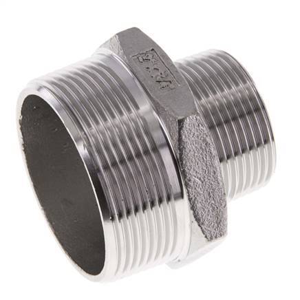 R 2'' x R 1 1/4'' RVS Borstnippel 16 Bar