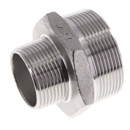 R 2'' x R 1 1/4'' RVS Borstnippel 16 Bar