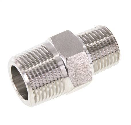 1/2'' NPT x 3/4'' NPT RVS Borstnippel 170 Bar - Hydrauliek