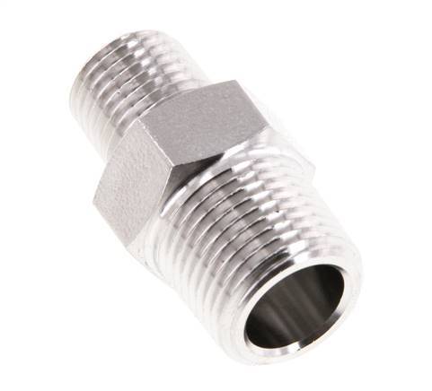 1/4'' NPT x 3/8'' NPT RVS Borstnippel 210 Bar - Hydrauliek