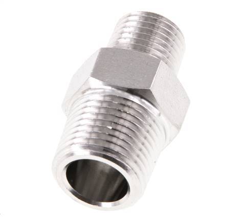 1/4'' NPT x 3/8'' NPT RVS Borstnippel 210 Bar - Hydrauliek