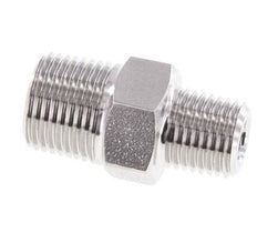 1/4'' NPT x 3/8'' NPT RVS Borstnippel 210 Bar - Hydrauliek