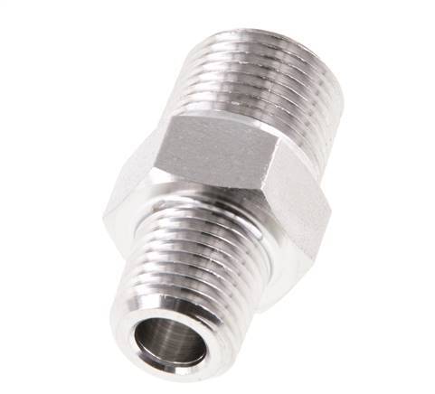 1/4'' NPT x 3/8'' NPT RVS Borstnippel 210 Bar - Hydrauliek