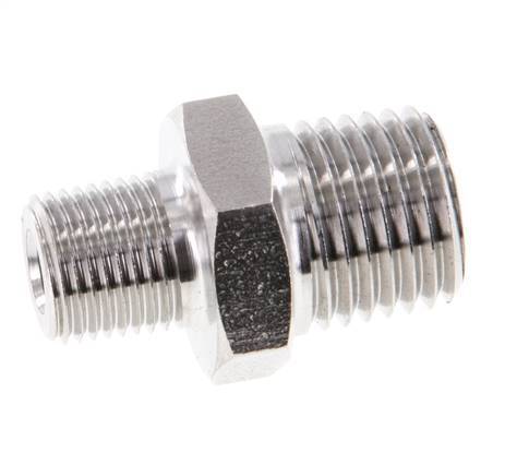 1/8'' NPT x 1/4'' NPT RVS Borstnippel 275 Bar - Hydrauliek