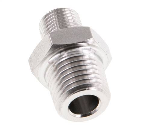 1/8'' NPT x 1/4'' NPT RVS Borstnippel 275 Bar - Hydrauliek