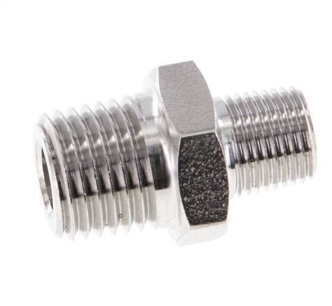 1/8'' NPT x 1/4'' NPT RVS Borstnippel 275 Bar - Hydrauliek