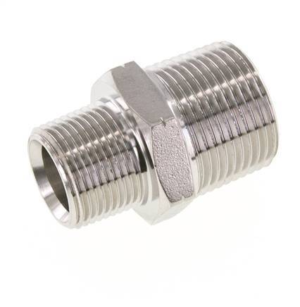 3/4'' NPT x 1'' NPT RVS Borstnippel 140 Bar - Hydrauliek