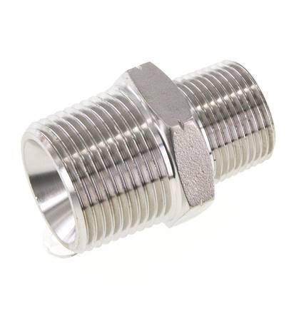 3/4'' NPT x 1'' NPT RVS Borstnippel 140 Bar - Hydrauliek