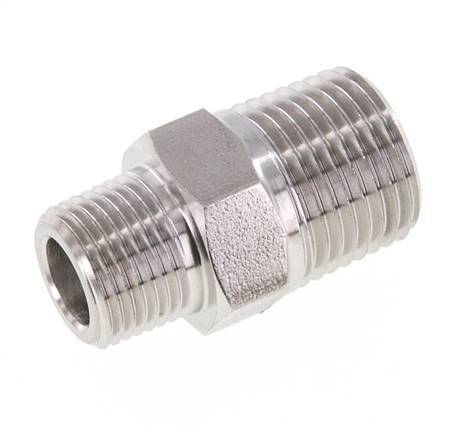 3/8'' NPT x 1/2'' NPT RVS Borstnippel 210 Bar - Hydrauliek