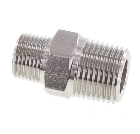 3/8'' NPT x 1/2'' NPT RVS Borstnippel 210 Bar - Hydrauliek
