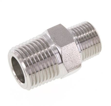 3/8'' NPT x 1/2'' NPT RVS Borstnippel 210 Bar - Hydrauliek
