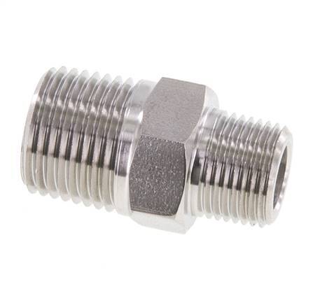 3/8'' NPT x 1/2'' NPT RVS Borstnippel 210 Bar - Hydrauliek
