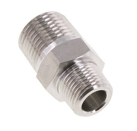 3/8'' NPT x 1/2'' NPT RVS Borstnippel 210 Bar - Hydrauliek