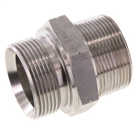 1 1/2'' NPT x G 1 1/2'' RVS Borstnippel 40 Bar - Hydrauliek