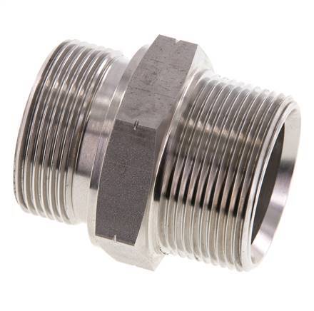 1 1/2'' NPT x G 1 1/2'' RVS Borstnippel 40 Bar - Hydrauliek