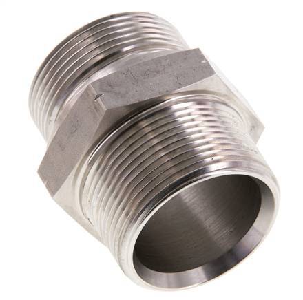 1 1/2'' NPT x G 1 1/2'' RVS Borstnippel 40 Bar - Hydrauliek