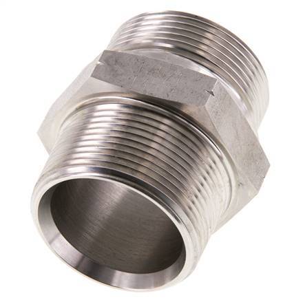 1 1/2'' NPT x G 1 1/2'' RVS Borstnippel 40 Bar - Hydrauliek