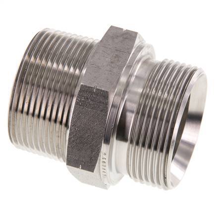 1 1/2'' NPT x G 1 1/2'' RVS Borstnippel 40 Bar - Hydrauliek