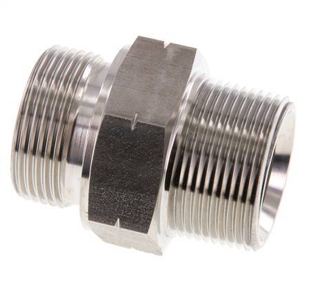 1 1/4'' NPT x G 1 1/4'' RVS Borstnippel 40 Bar - Hydrauliek