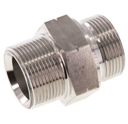 1 1/4'' NPT x G 1 1/4'' RVS Borstnippel 40 Bar - Hydrauliek