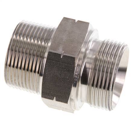 1 1/4'' NPT x G 1 1/4'' RVS Borstnippel 40 Bar - Hydrauliek