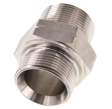 1 1/4'' NPT x G 1 1/4'' RVS Borstnippel 40 Bar - Hydrauliek