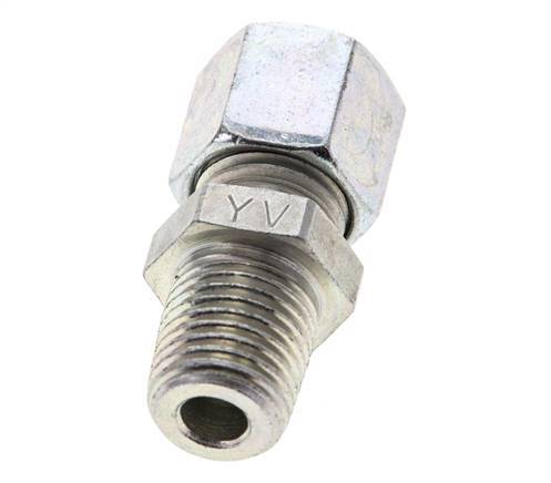 1/4'' NPT Male x 8L Zinc plated Steel Straight Cutting Ring 315 Bar DIN 2353 [2 Pieces]