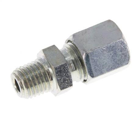 M8x1 Male x 5LL Zinc plated Steel Straight Cutting Ring 100 Bar DIN 2353